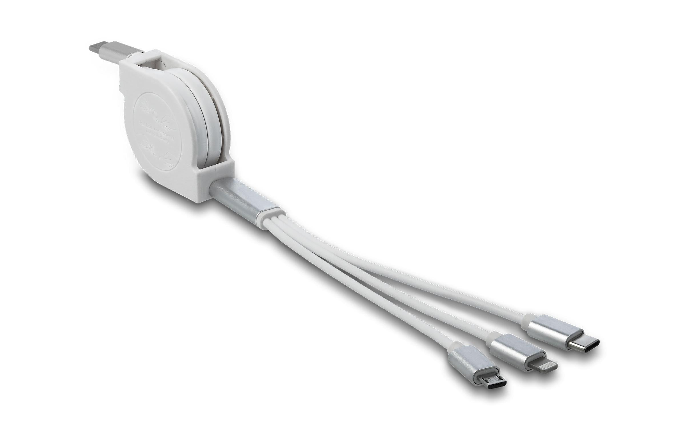Delock USB-C 3 in 1 Aufrollkabel für Lightning, USB Micro-B, USB-C