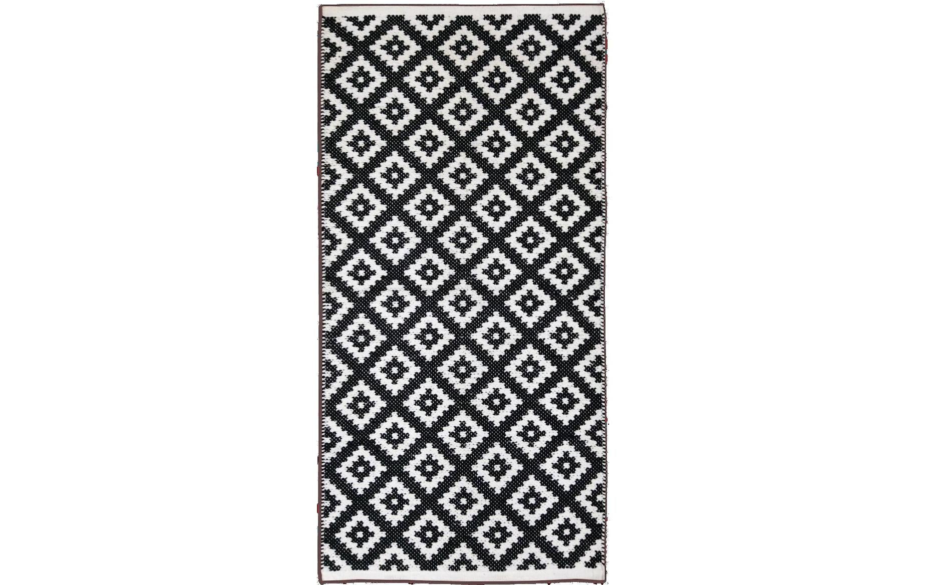 CHALET Teppich Corner Schwarz/Weiss Grösse: 140x70x2cm, 100% Baumwolle