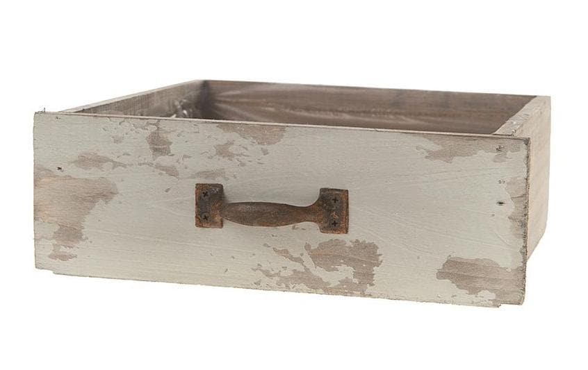 CHALET Schublade Antik Deko grau/weiss Fichte aus China, Grösse: 24x22x8cm