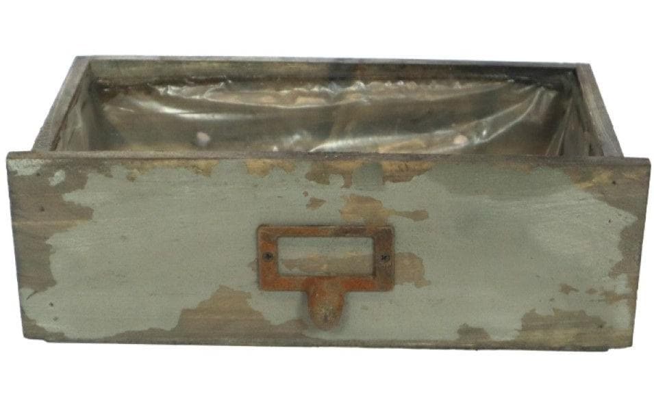 CHALET Schublade Antik Deko grau/grün Fichte aus China, Grösse: 27x12.5x9cm