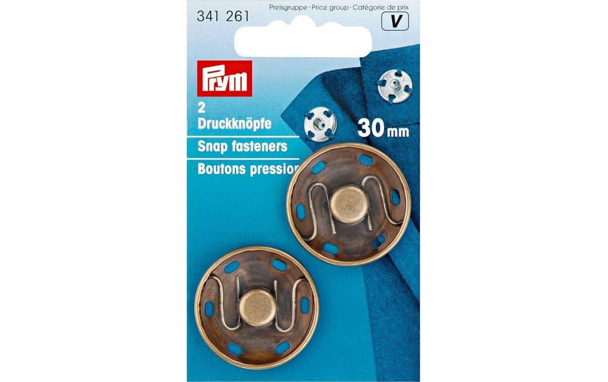 Prym Annähdruckknopf, altmessing 30 mm, 2 Stk.