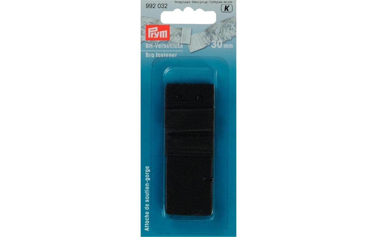 Prym BH-Verschluss, schwarz 30 mm, Karte