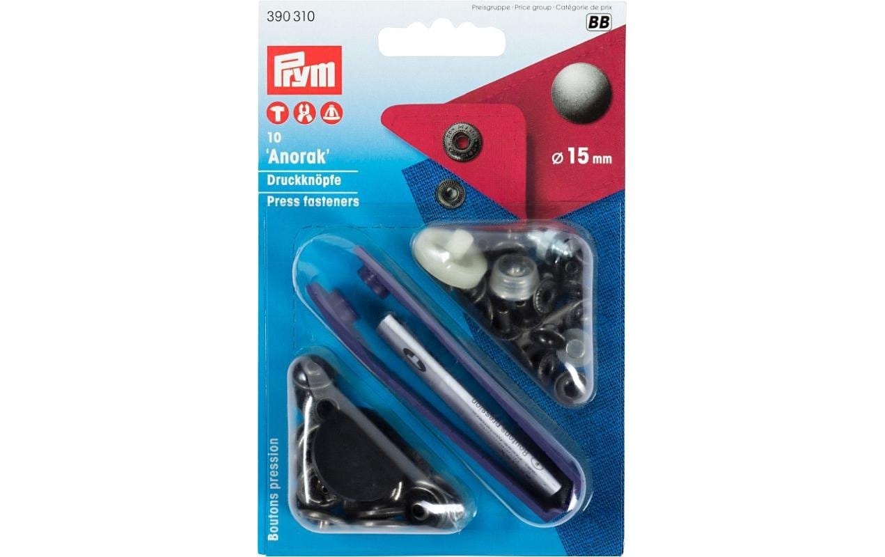 Prym Druckknopf Anorak, alteisen 15 mm, Karte 10 Stk.