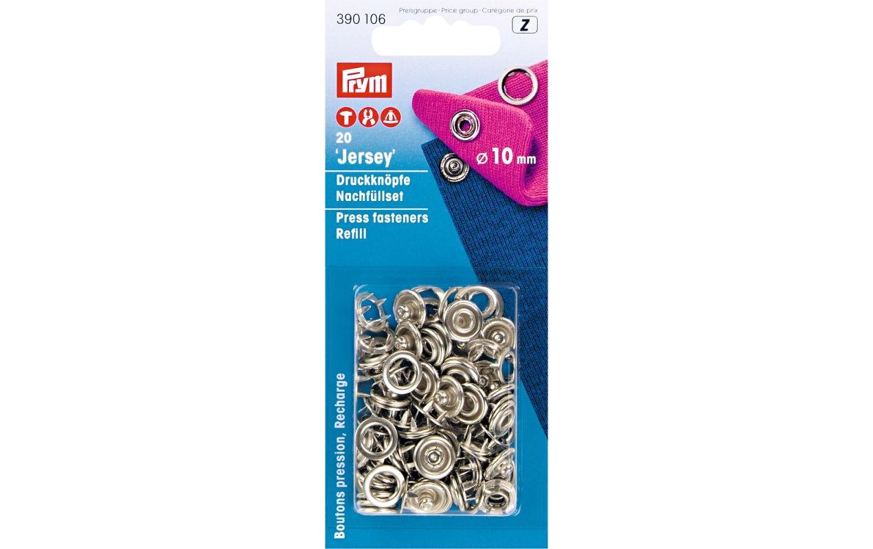 Prym Druckknopf Jersey Ring, silber 10 mm, Karte 20 Stk.