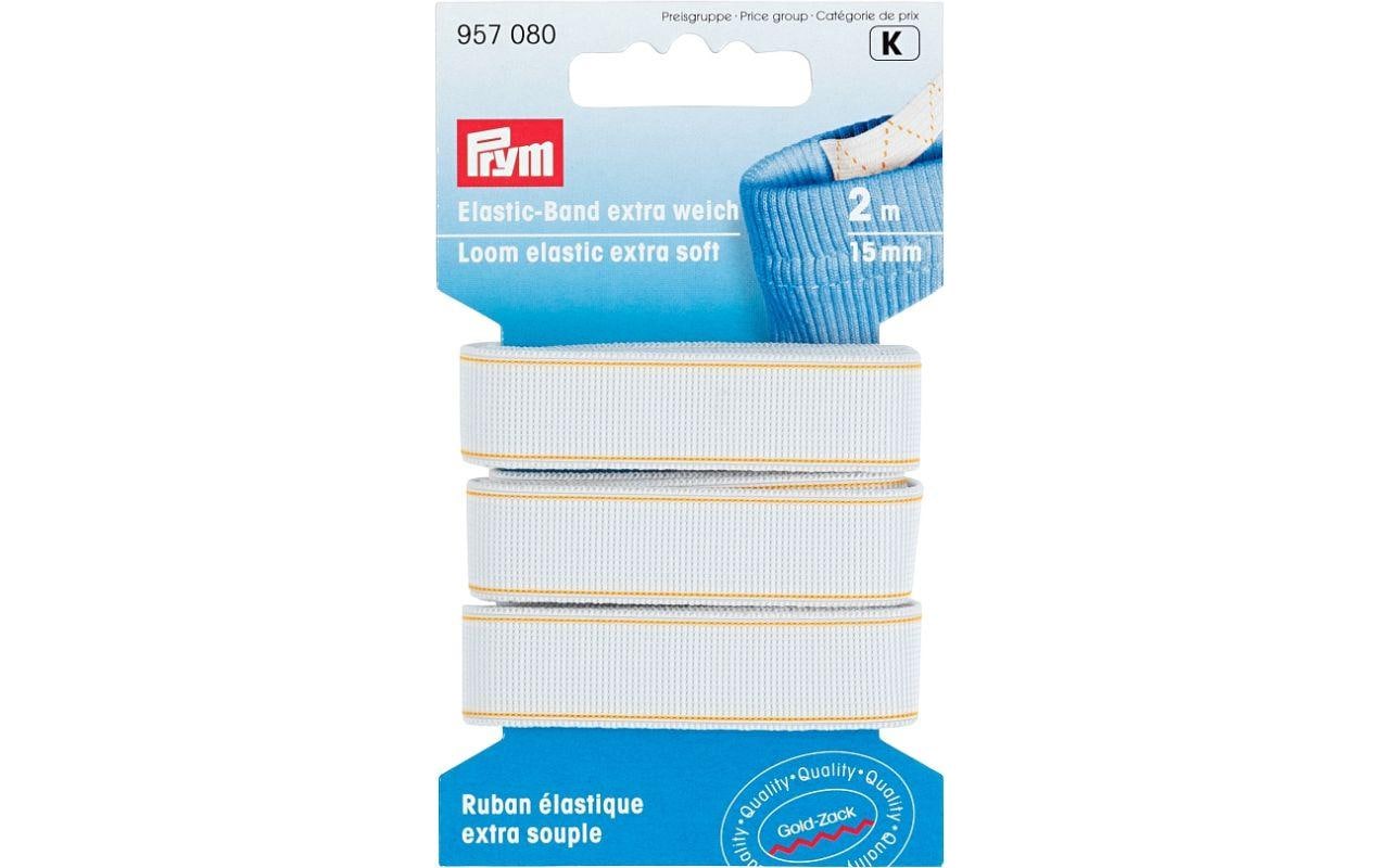 Prym Elastic-Band extra weich, weiss 15 mm, Karte 2 m