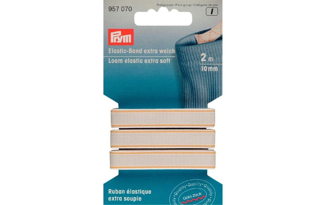 Prym Elastic-Band extra weich, weiss 10 mm, Karte 2 m