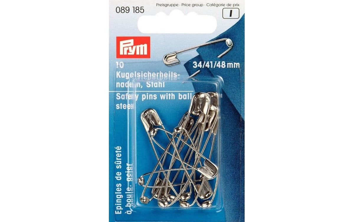 Prym Kugel-Sicherheitsnadeln, silber Nr. 0 - 3, 34 x 41 x 48 mm, 10 Stk.