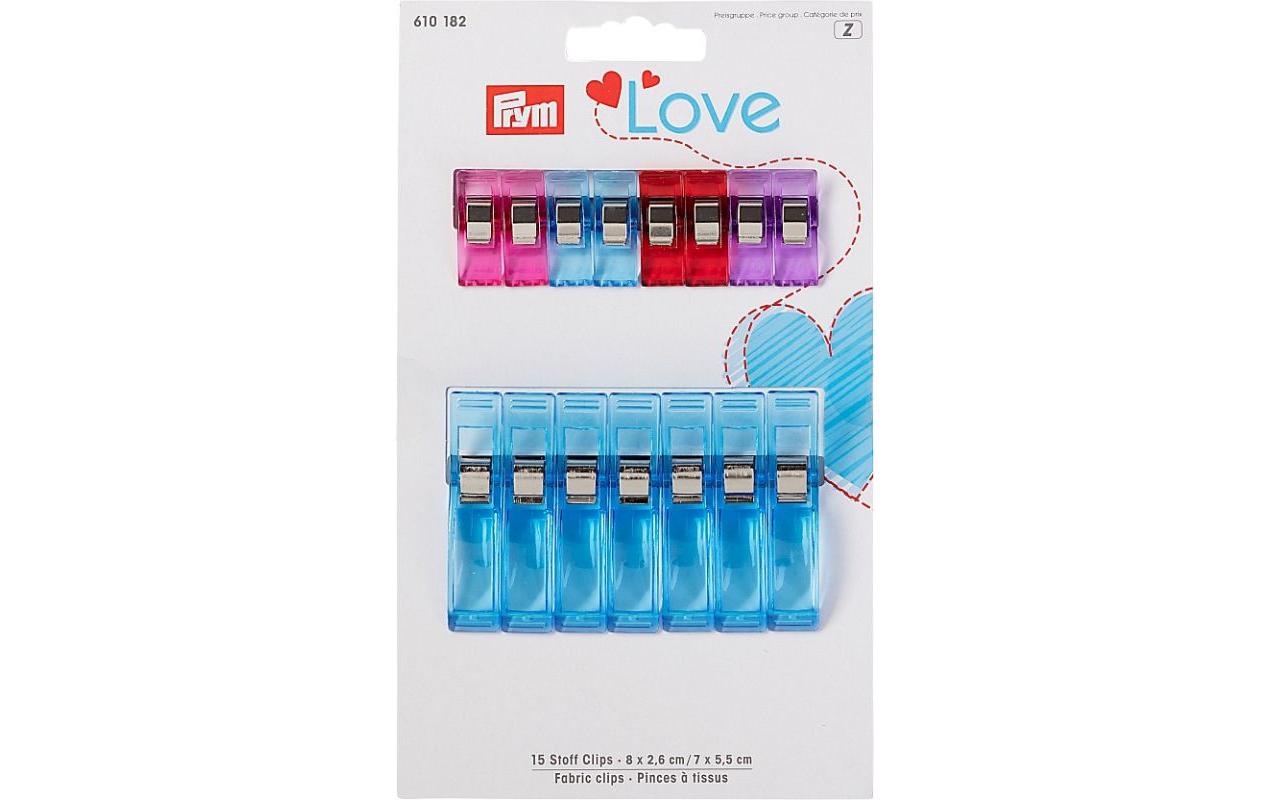 Prym Love Stoffclips, bunt 26 + 55 mm, Karte 15 Stk.