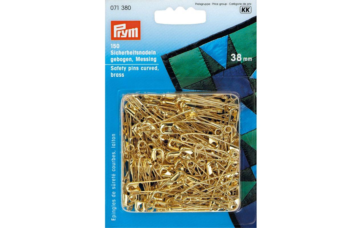 Prym Sicherheitsnadeln Messing gebogen Nr. 2, 38 mm, 150 Stk., gold