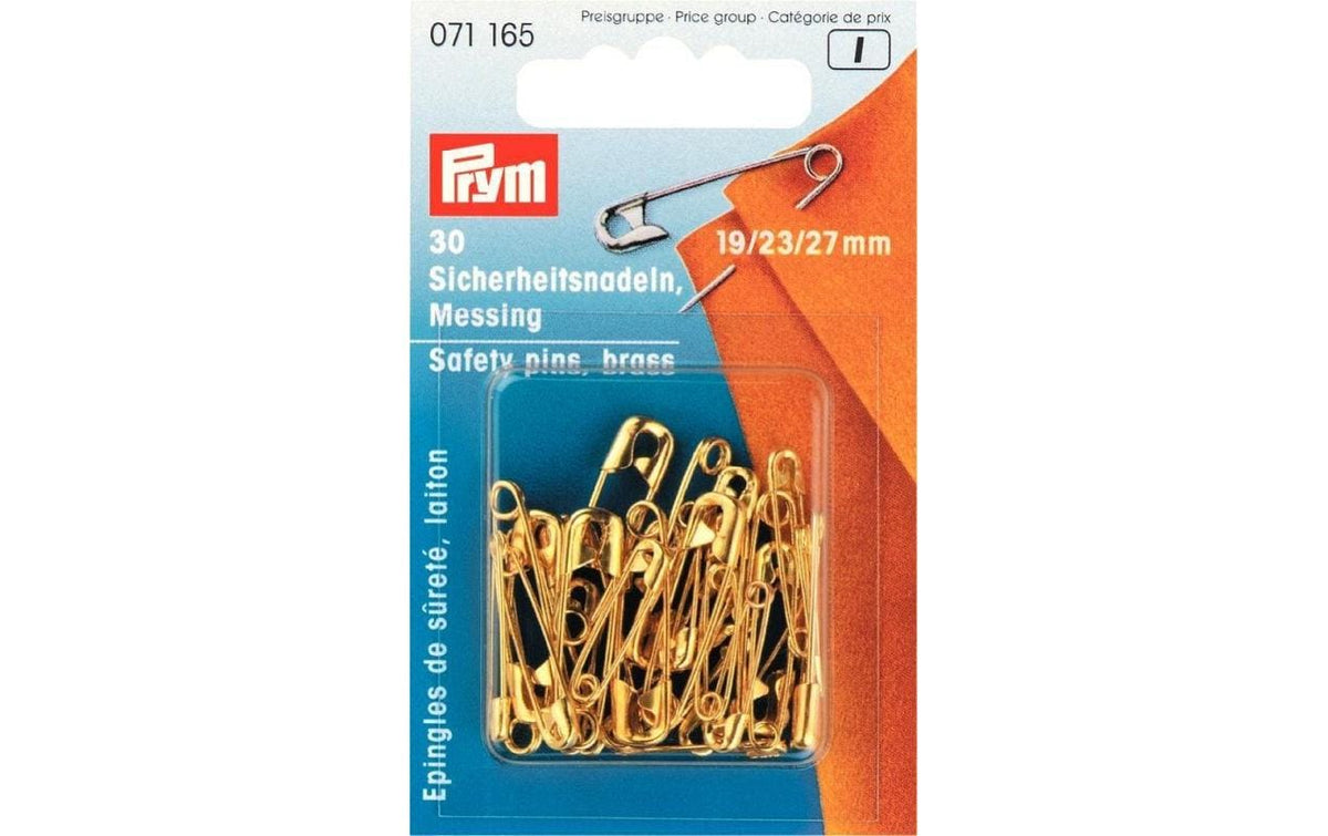 Prym Sicherheitsnadeln Messing, gold 19/23/27 mm, Karte 30 Stk.