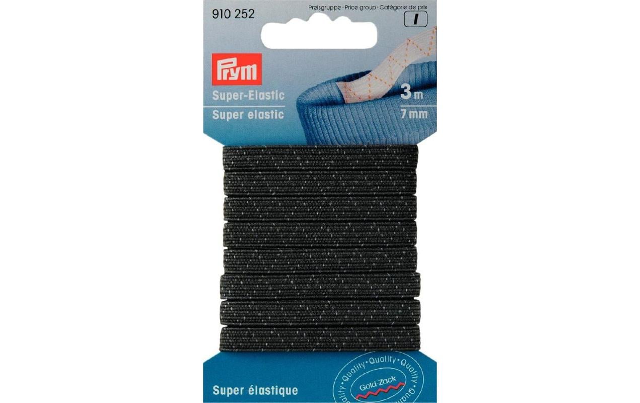 Prym Super-Elastic, schwarz 7 mm, Karte 3 m