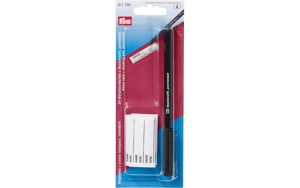 Prym Wäscheetiketten + Markierstift Karte Set