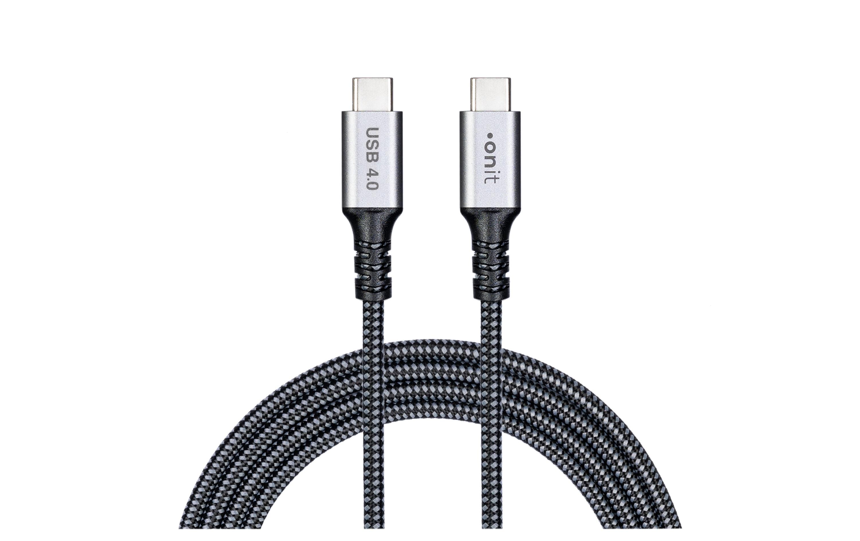 onit Premium USB4-Kabel C-C schwarz/grau 1m USB 4.0 / 240W / 40Gbps / 8K@60Hz