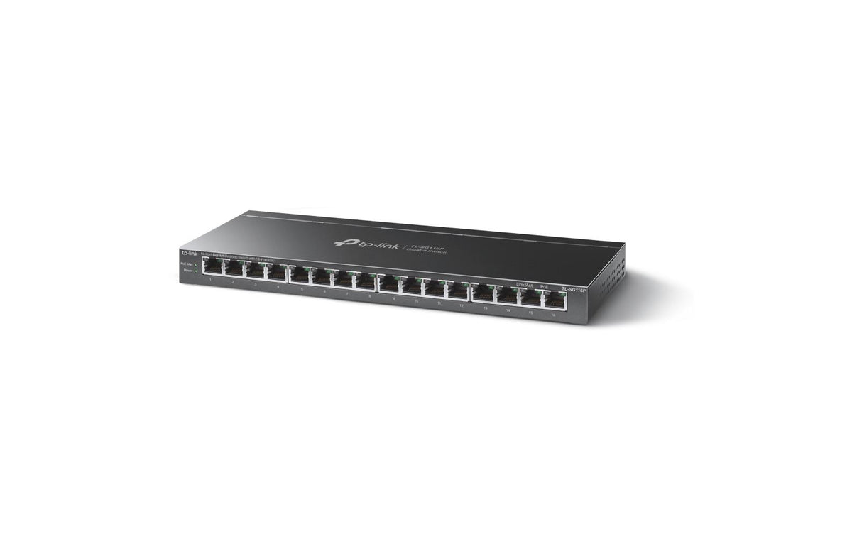 TP-Link TL-SG116P:16 Port PoE Switch Unmanaged,Desktop, 16xGE PoE+, 120W Budget