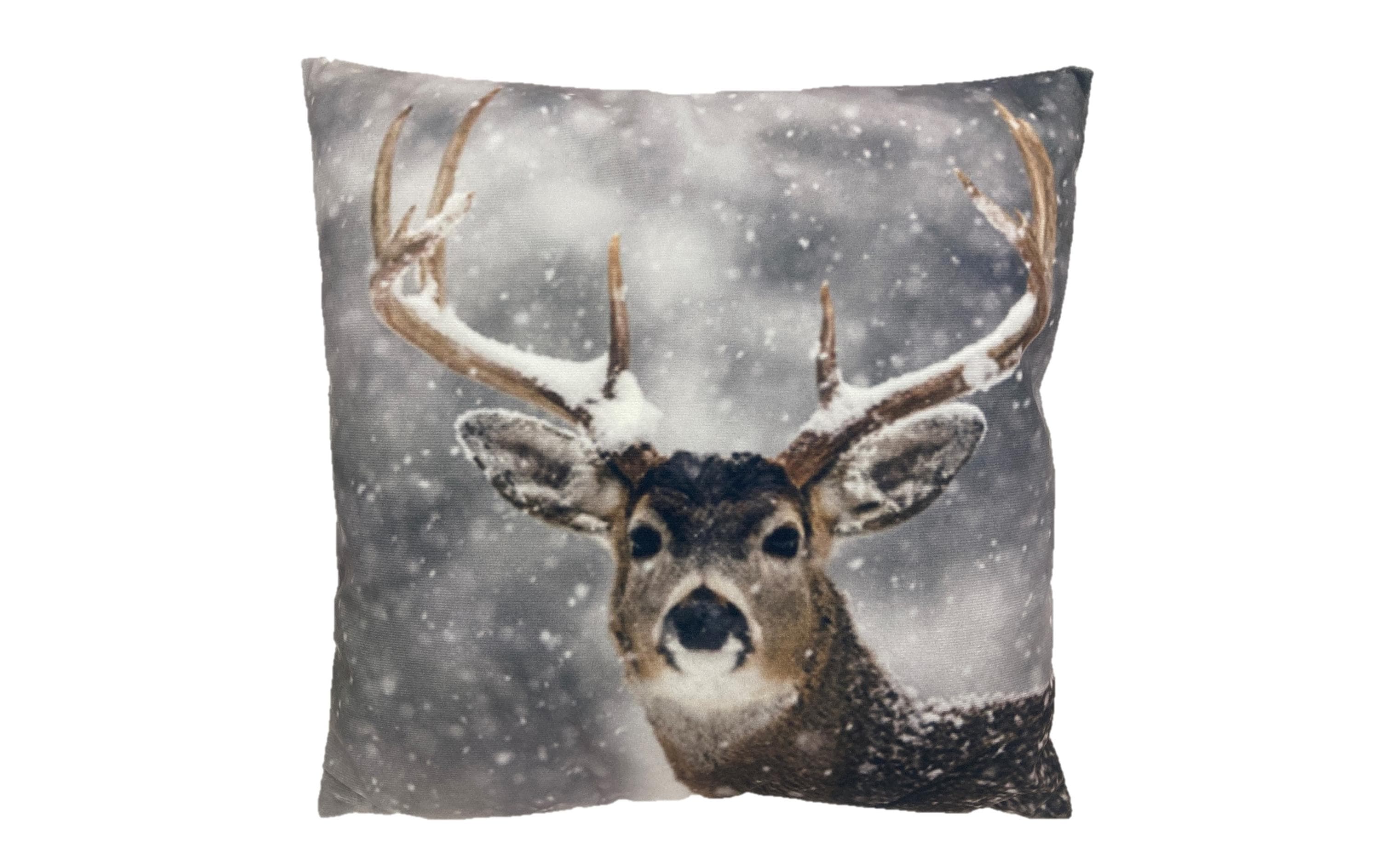 Dameco Kissen gefüllt Hirsch, 40x40 cm einseitiger Digitaldruck, 100% Microplush