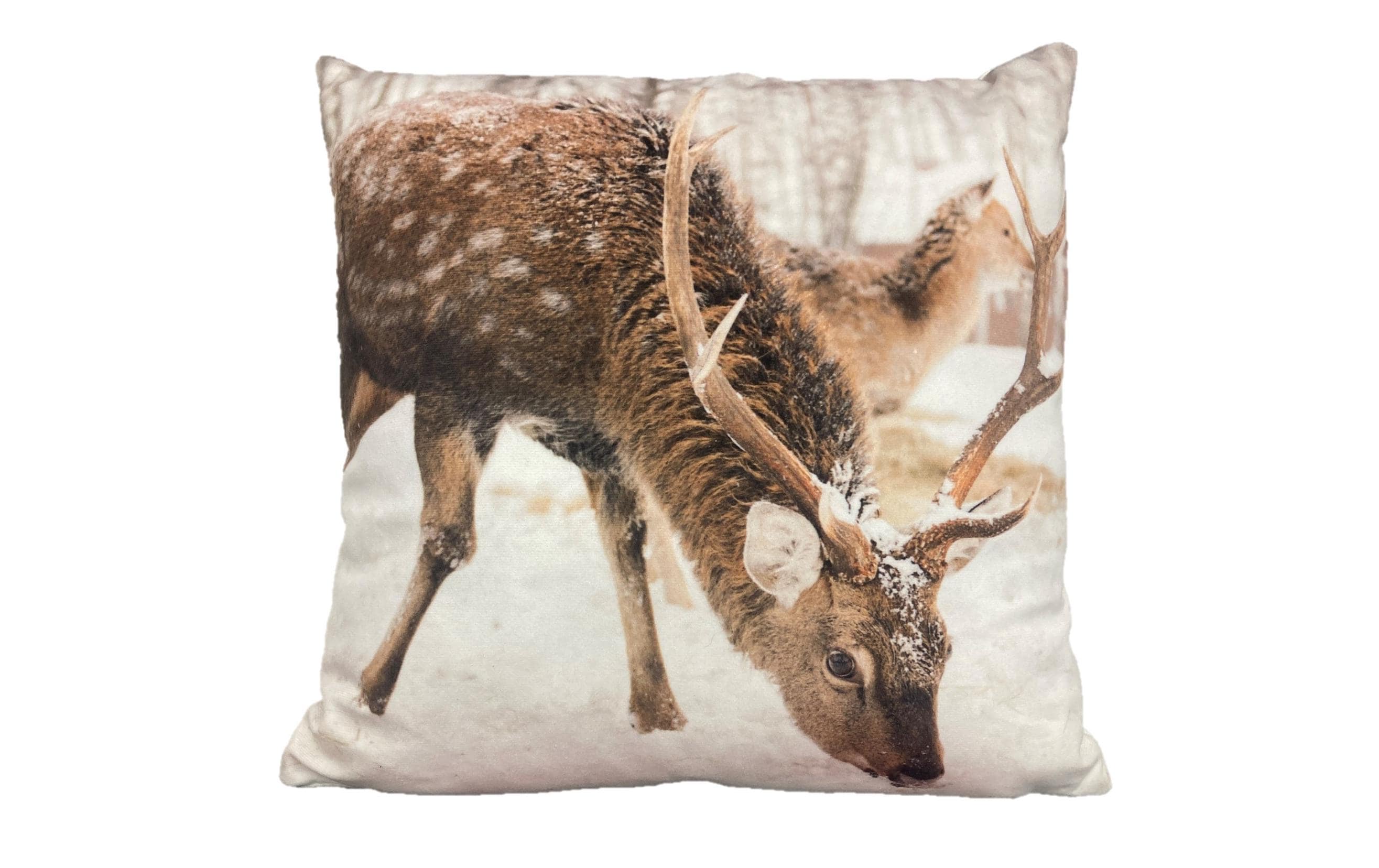 Dameco Kissen gefüllt Hirsch, 40x40 cm einseitiger Digitaldruck, 100% Microplush