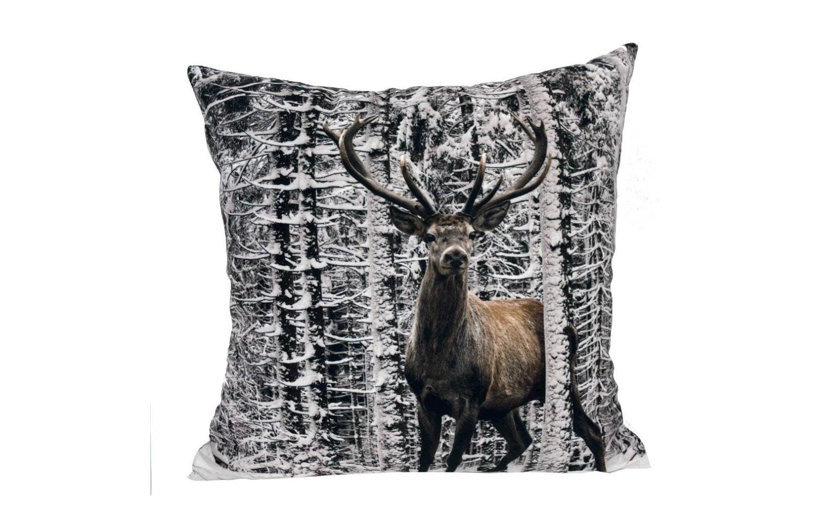 Dameco Kissen gefüllt Hirsch, 40x40 cm einseitiger Digitaldruck, 100% Microplush