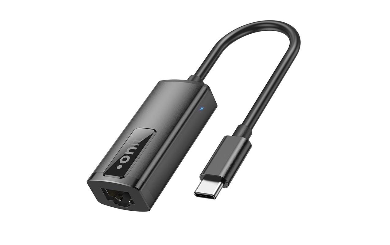 onit USB-C zu RJ-45 Netzwerkadapter Aluminium Gehäuse, 1Gbps, schwarz