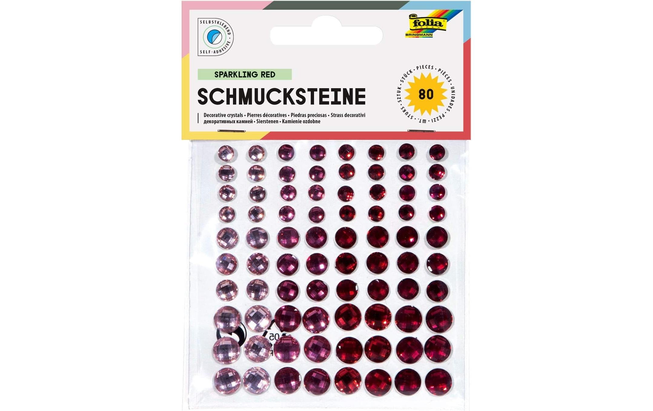 Folia Schmucksteine Sparkling Red 80 Stück, selbstklebend