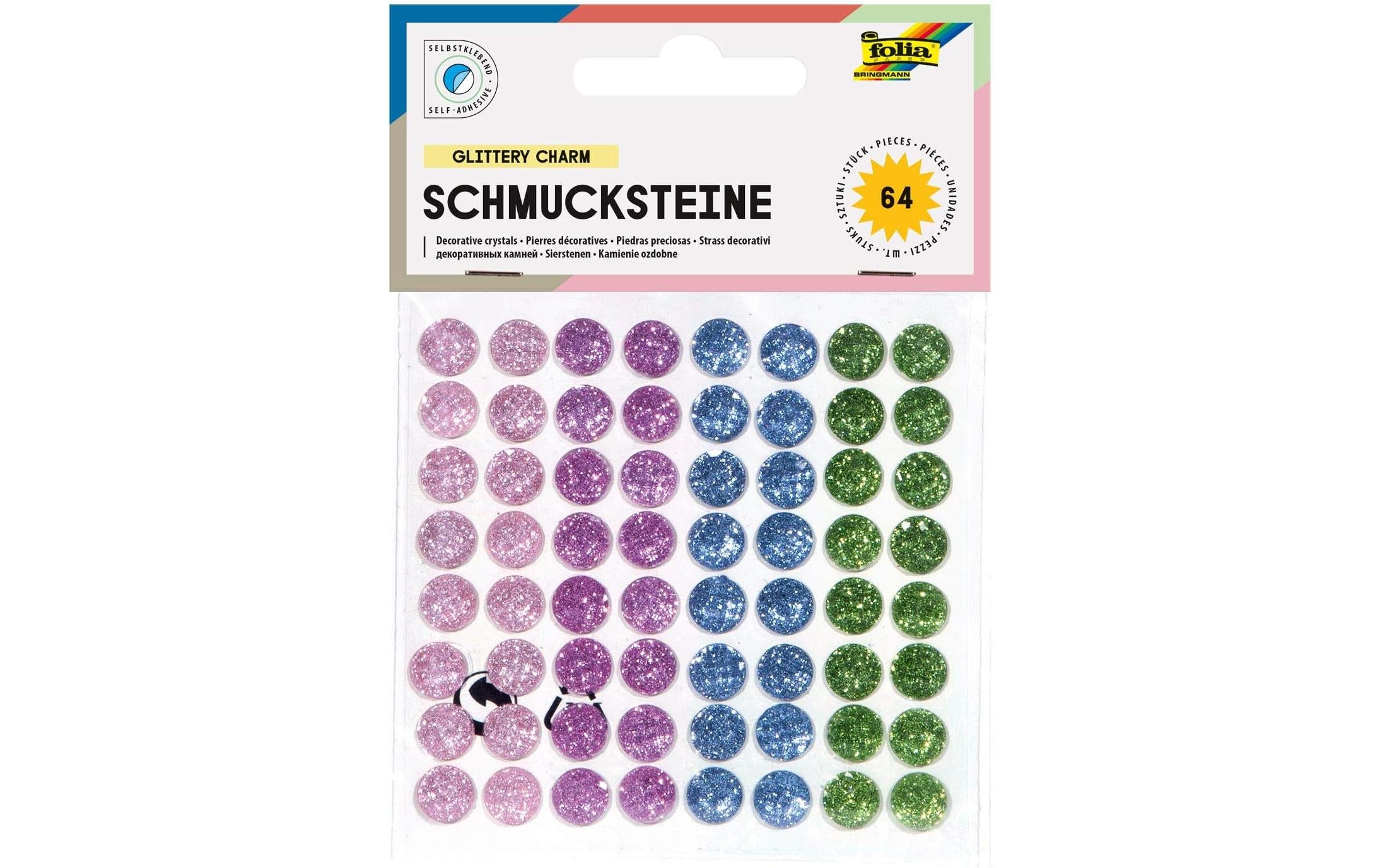 Folia Schmucksteine Glittery Charm 80 Stück, selbstklebend