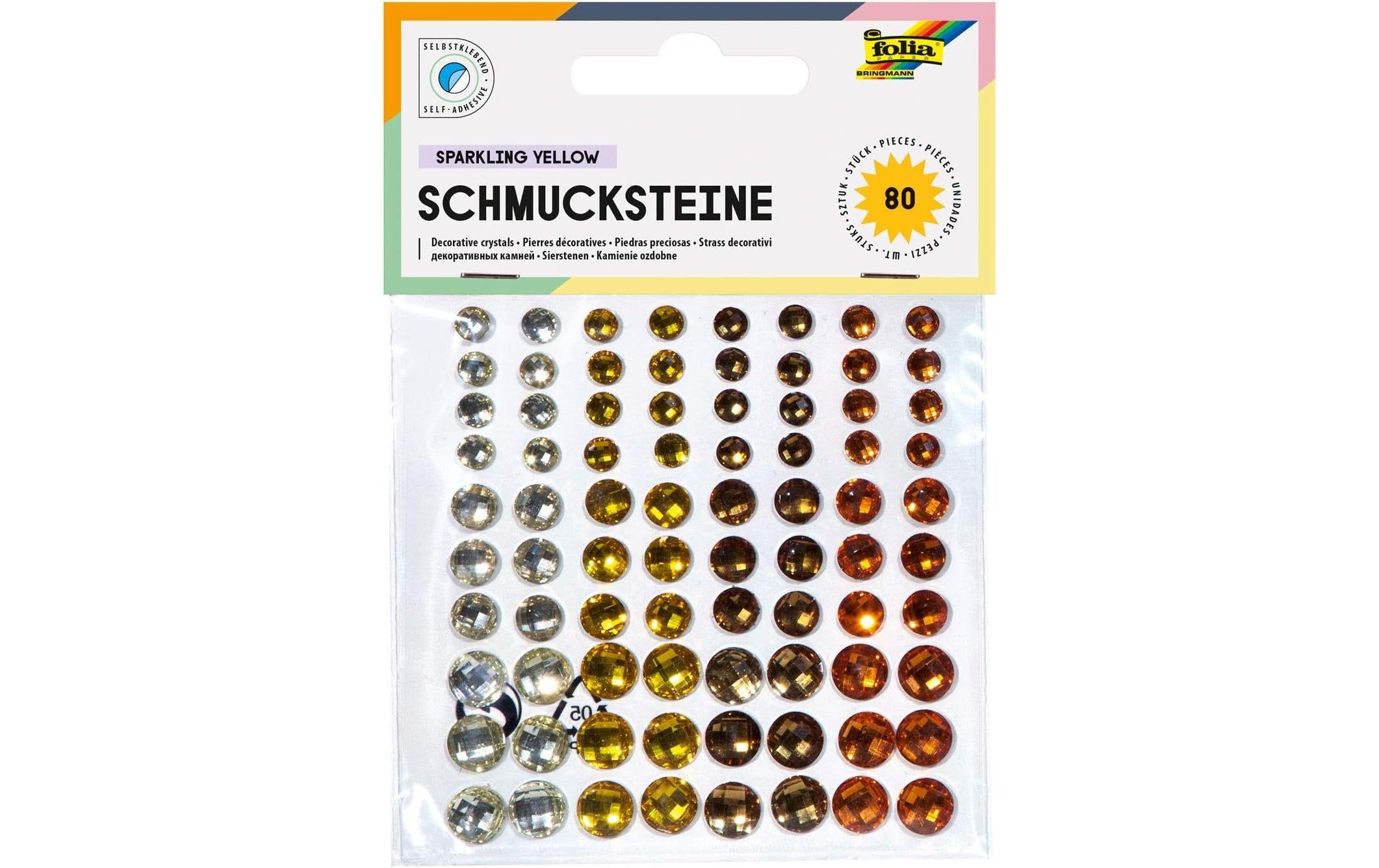 Folia Schmucksteine Sparkling Yellow 80 Stück, selbstklebend
