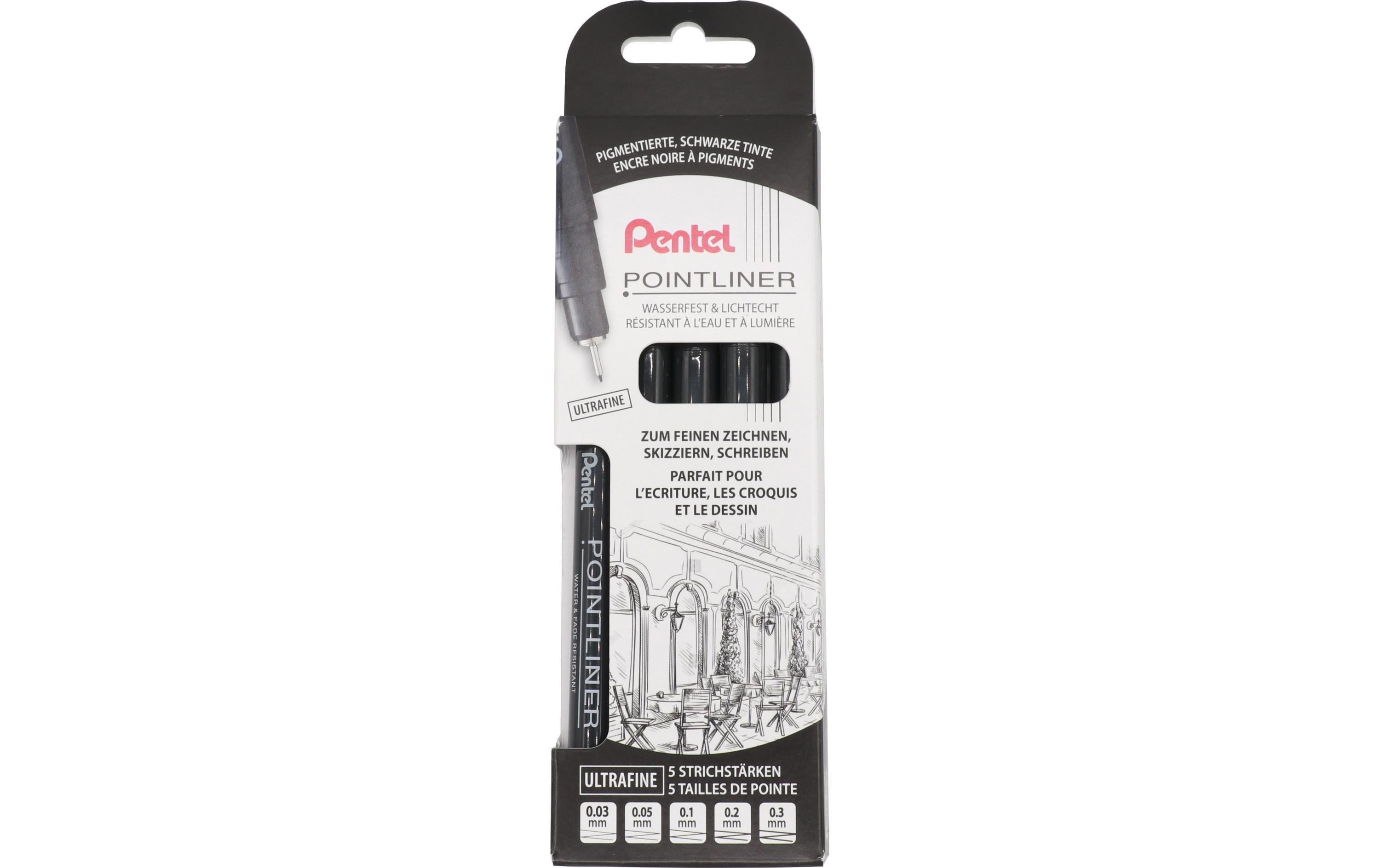 Pentel Fineliner Pigment ultrafine 5er  Set schwarz