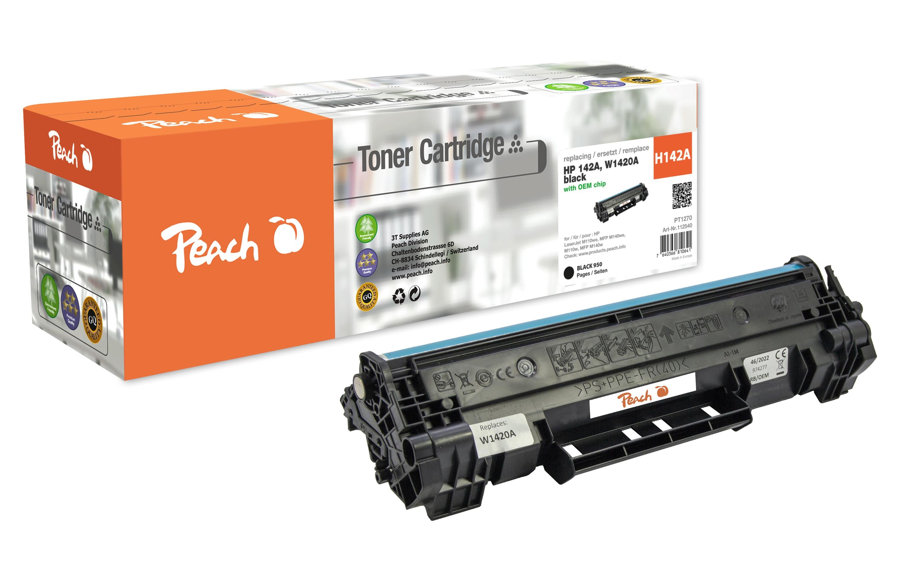Peach Toner für HP LJ W1420A black 950 Seiten
