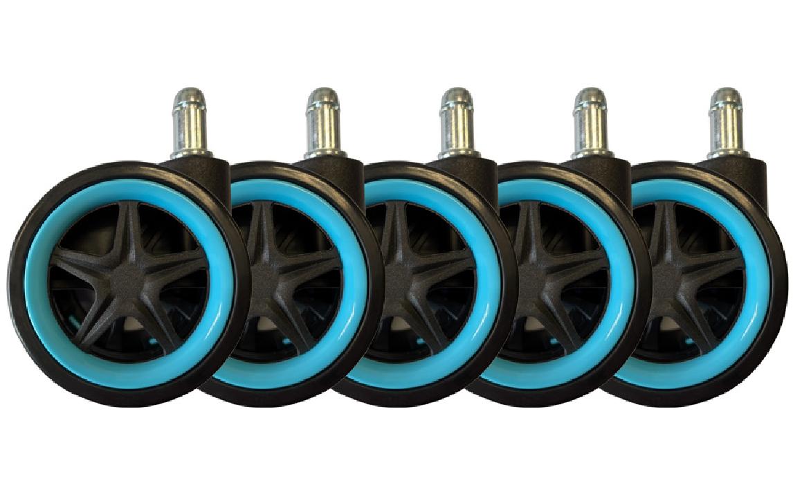 LC-POWER Gaming Stuhlrollen 5er Set. Hellblau
