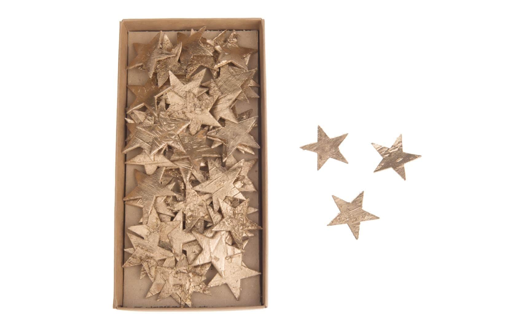 CHALET Birkensterne 4cm 4cm, Birke, ca 60 Stück, Gold