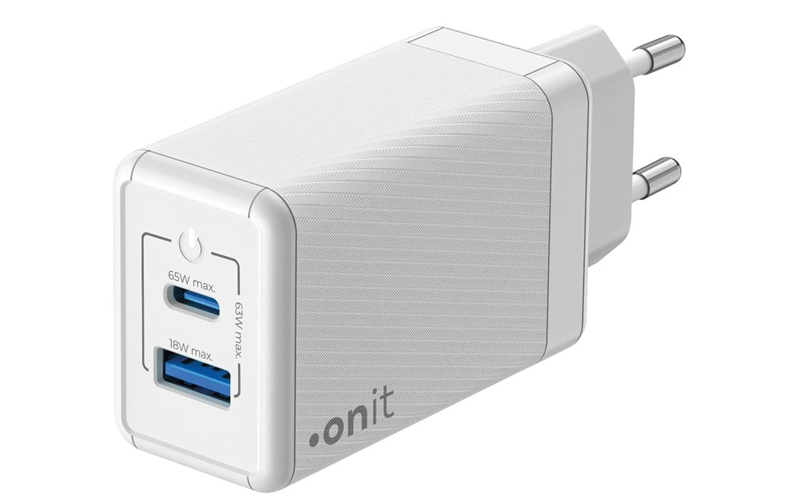 onit GaN-Wandladegerät USB 1C1A 65W weiss