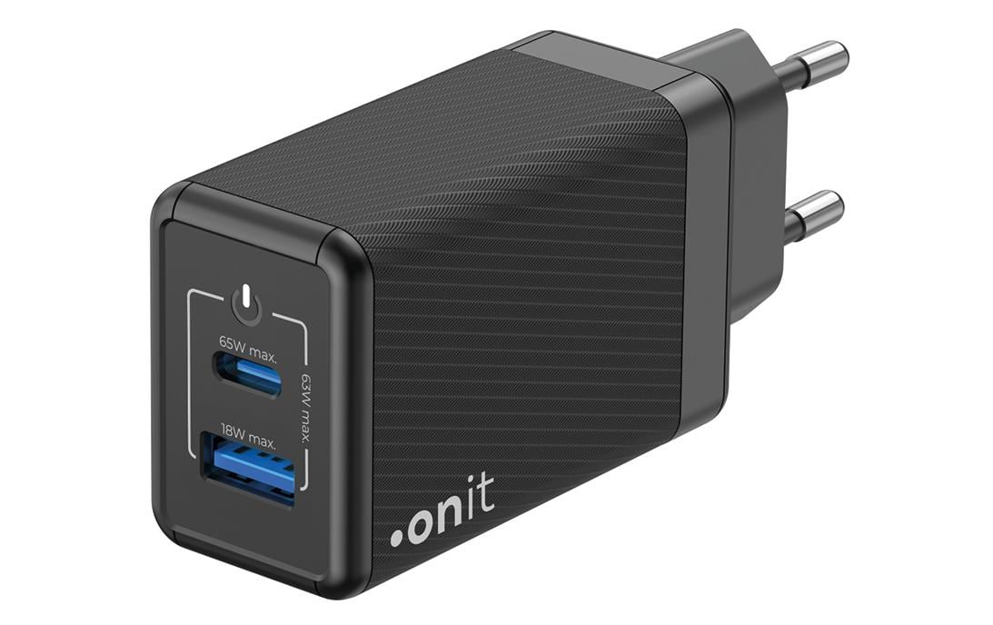 onit GaN-Wandladegerät USB 1C1A 65W schwarz