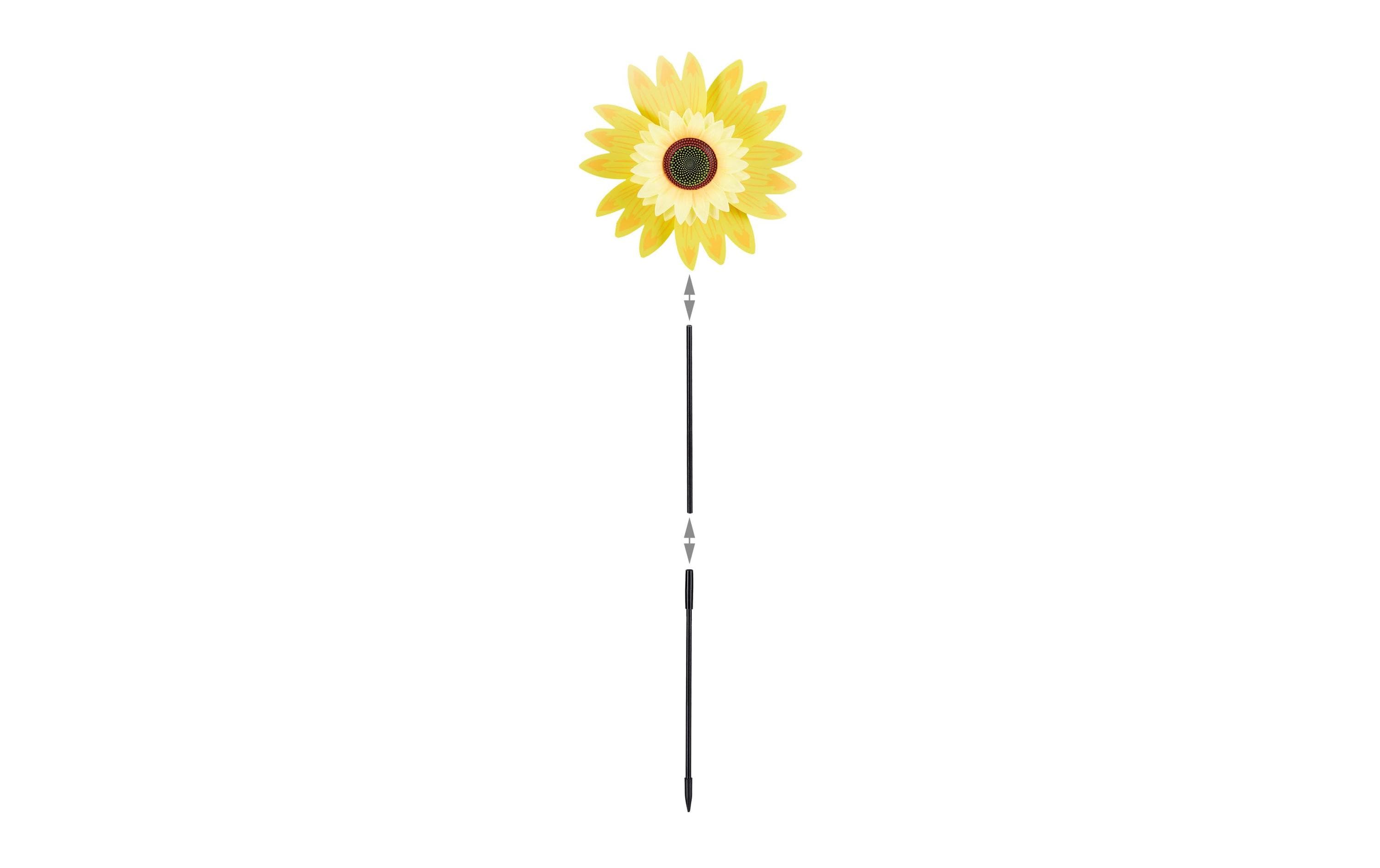 relaxdays Windrad Sonnenblume Kunststoff, 70 x 30 x 9 cm