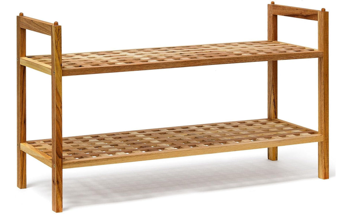 relaxdays Schuhregal stapelbar Wallnuss aus China, 40,5 x 69 x 26 cm