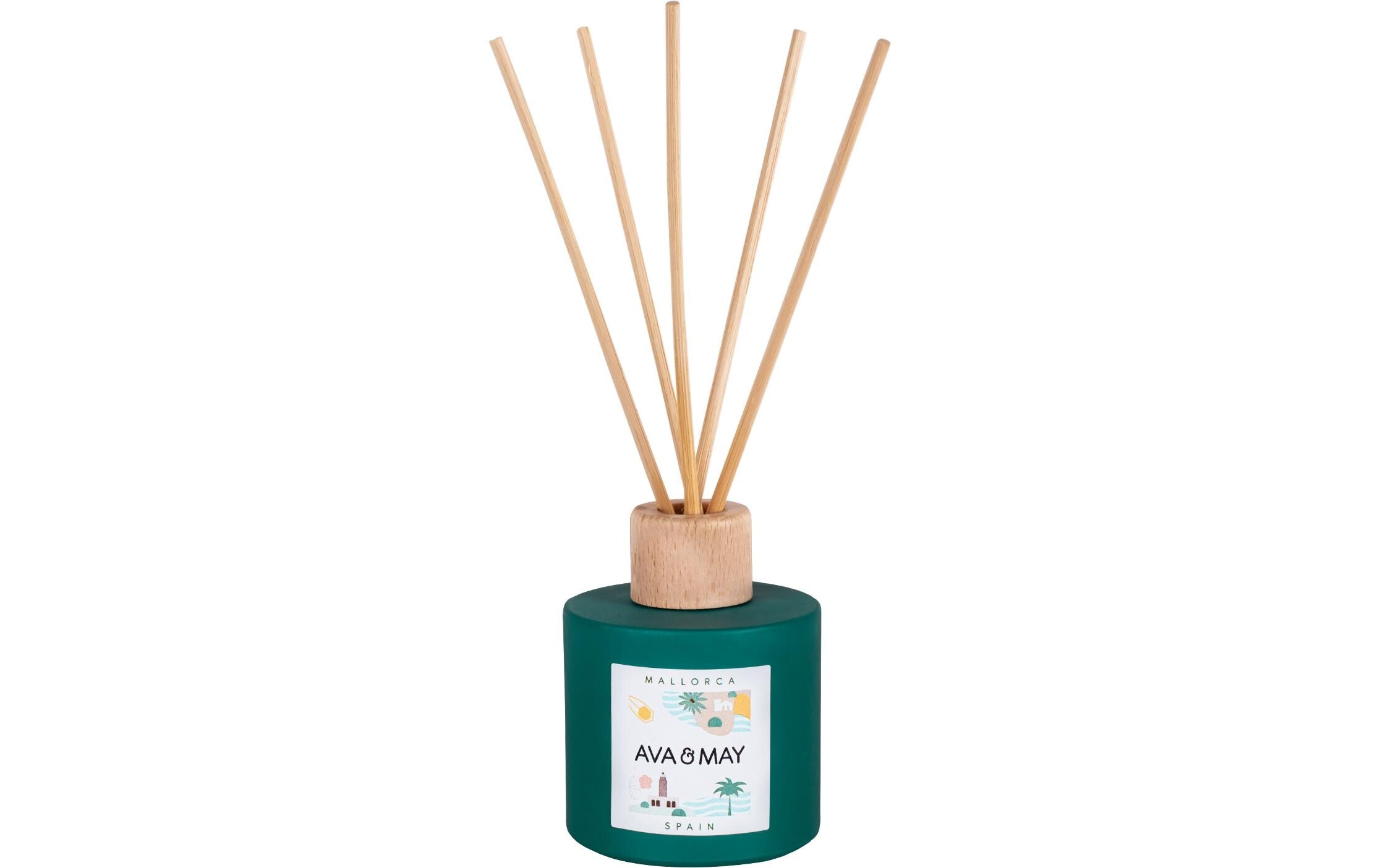 AVA & MAY Duftstäbchen Mallorca 100ml, 6.6x6.6x20.2 cm, Rattan-Stäbchen