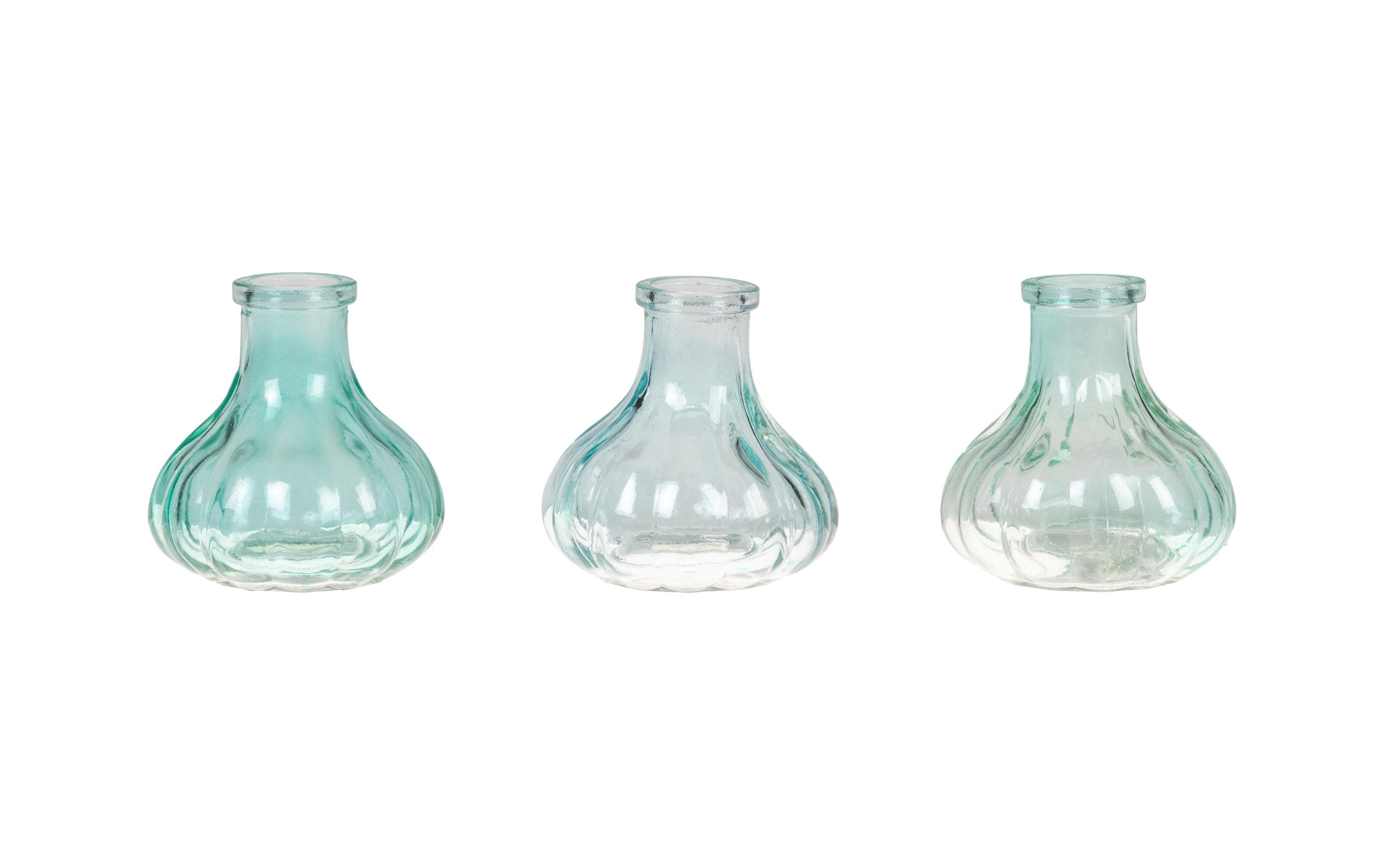 CHALET Deko Flaschen Stripes 3er Set Grösse: 20.5x7cm, Glas, Blau