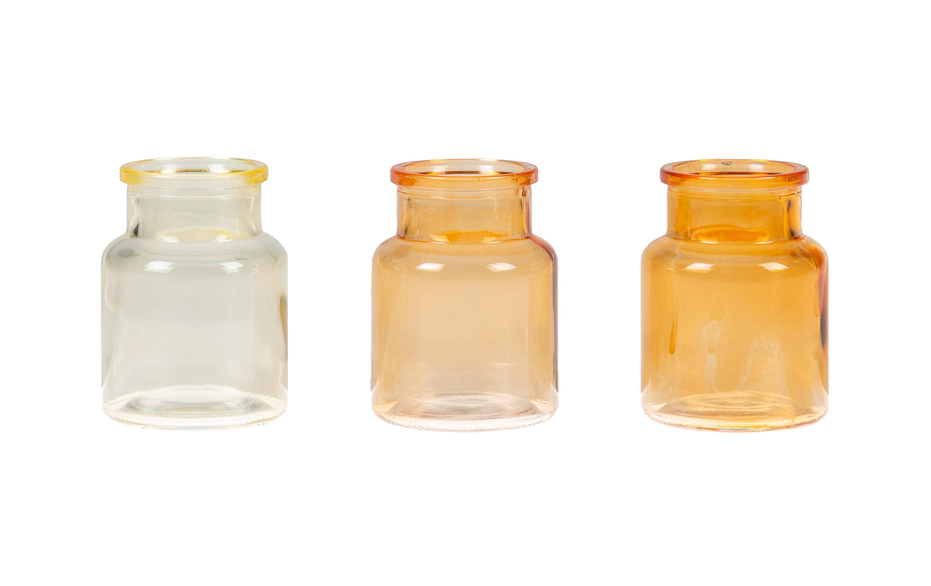 CHALET Deko Flaschen S 3er Set Grösse: 17.5x5.5x7.5, Glas, Gelb