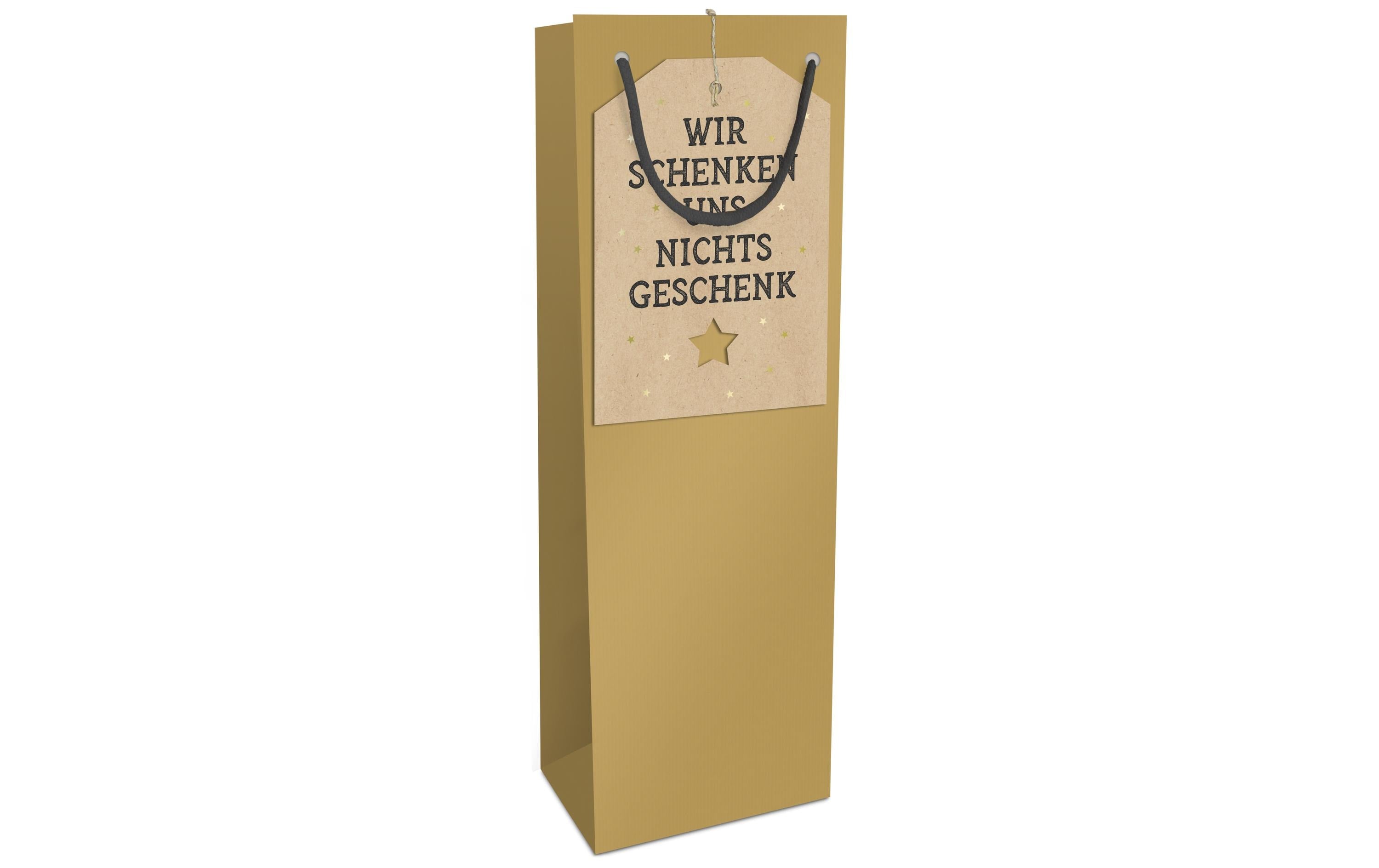 B+C Geschenktasche Kraftp.Uni Postkarten gold, 12x36x10cm