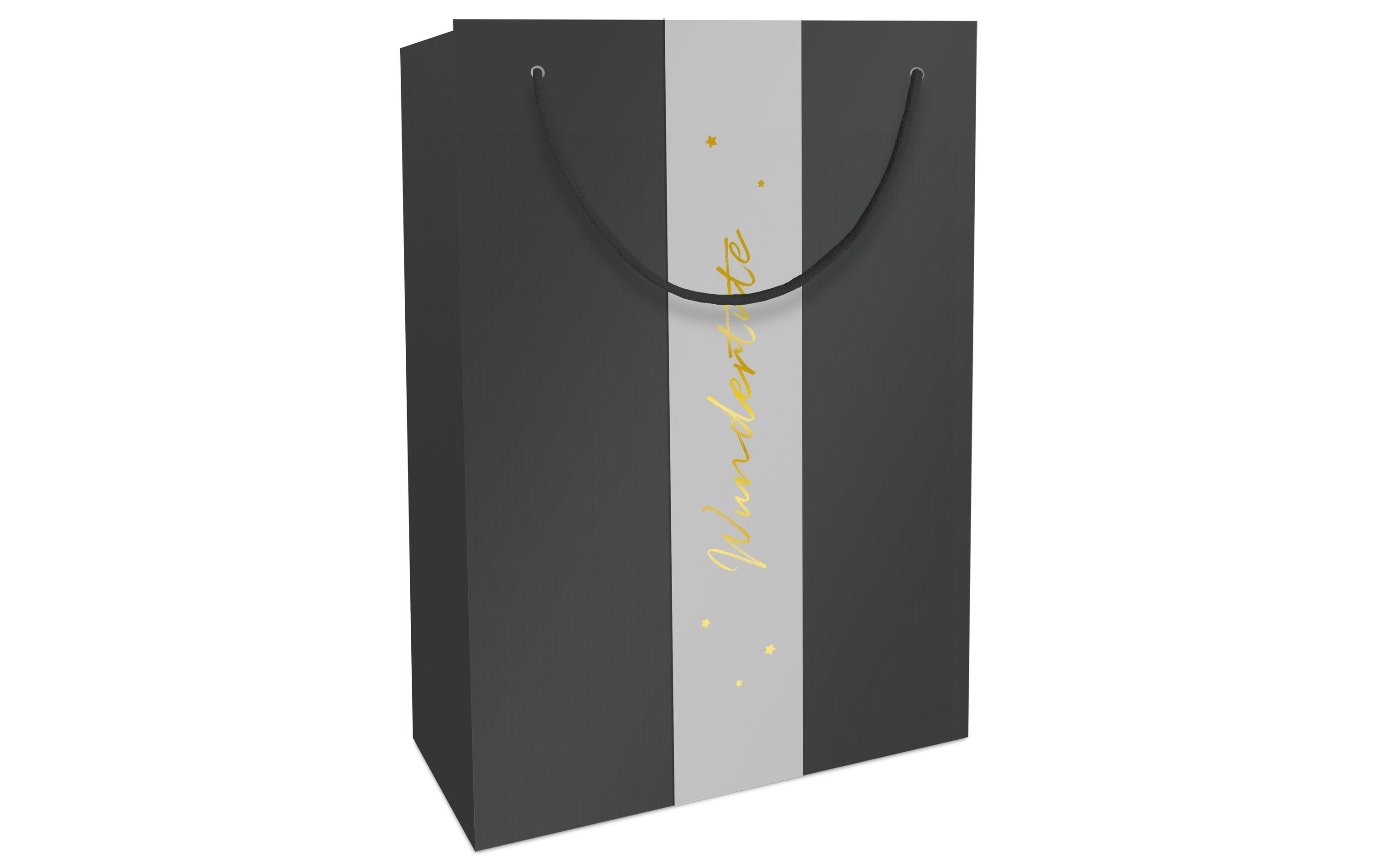B+C Geschenktasche Kraftp. m.Perga schwarz, 23x33x11cm