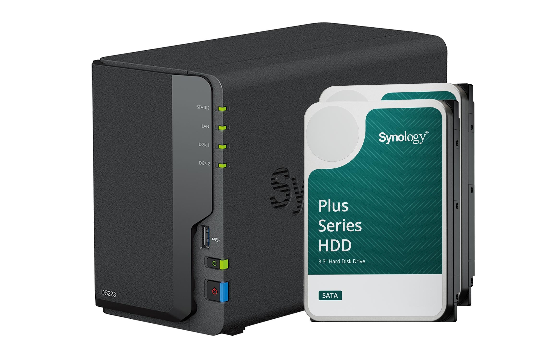 Synology DS223, 2-bay NAS inkl. 2x 4TB HDD Synology Plus HAT33x