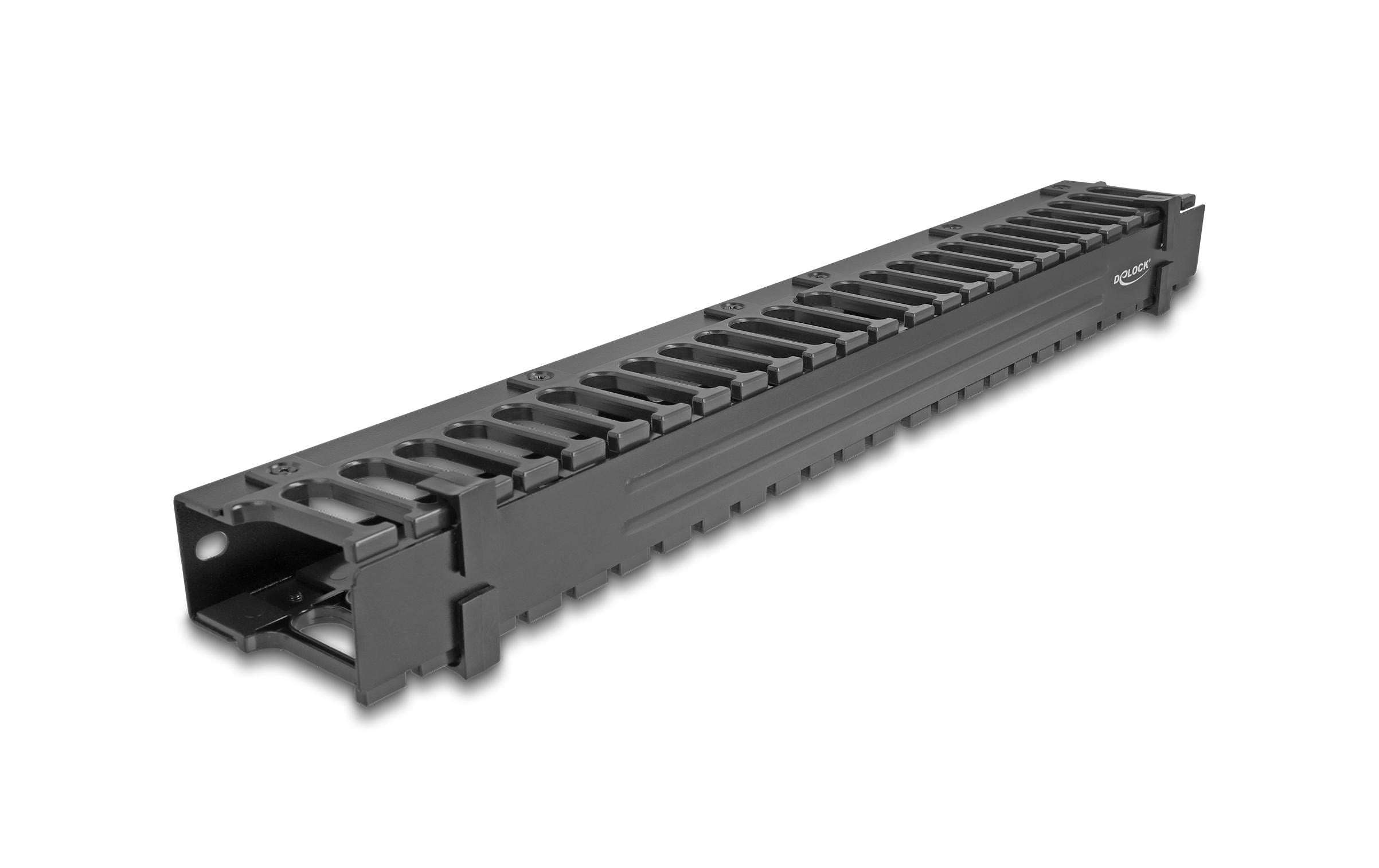 Delock Kabelmanagement Rangierpanel Schwarz mit 3 Oeffnungen, 1HE