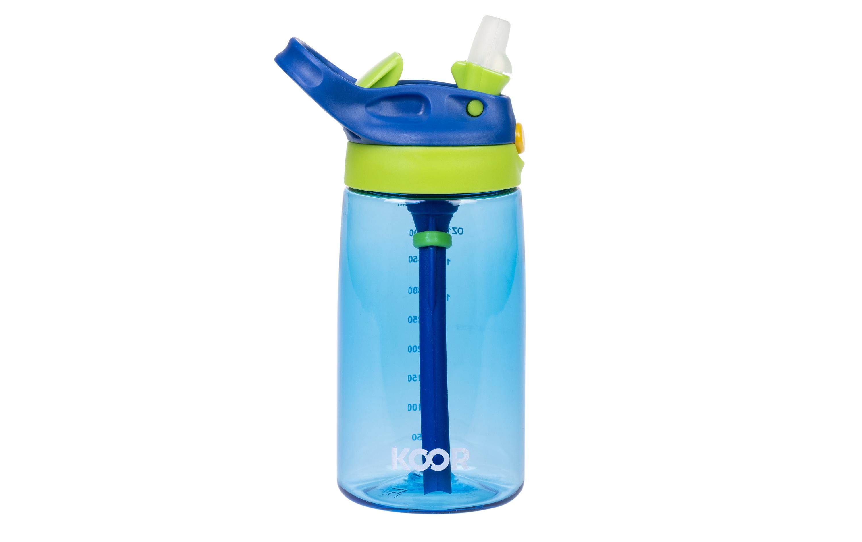 KOOR Flasche Kinder 450ml Blau Tritan+PP+Silicone, 7x7x17cm