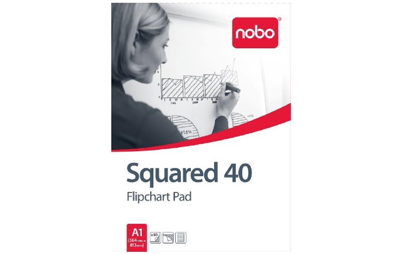 Nobo Flipchartblock, 40 Blatt Weisses Papier, kariert, 58x81cm