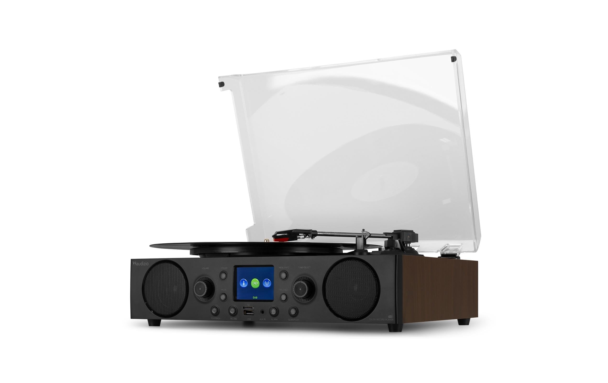 Audizio Tulsa Retro Plattenspieler, DAB+, FM, BT, holz