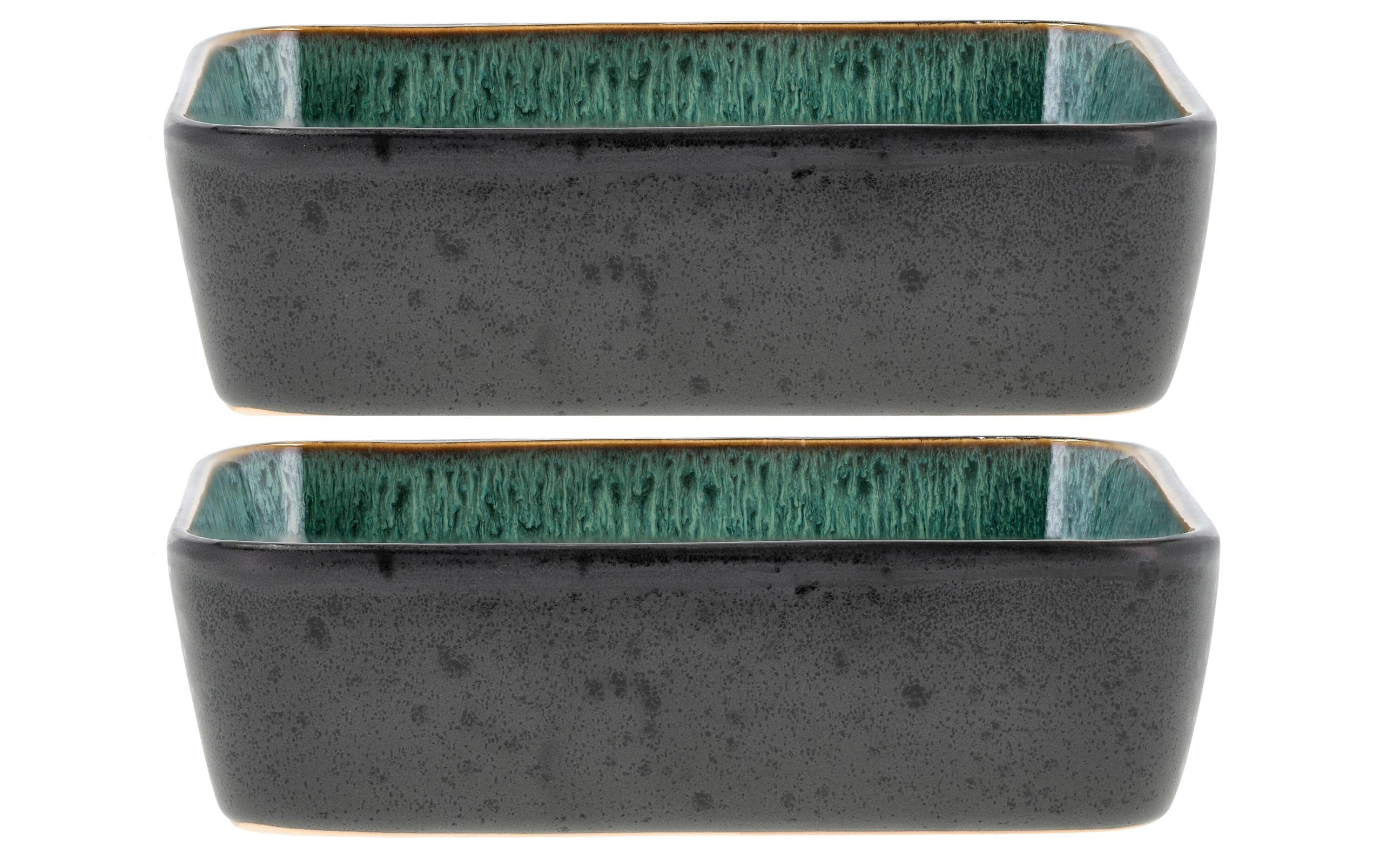 BITZ Schale rechteckig 19cm Schwarz/Grün 2 Stück, 19 x 14 cm