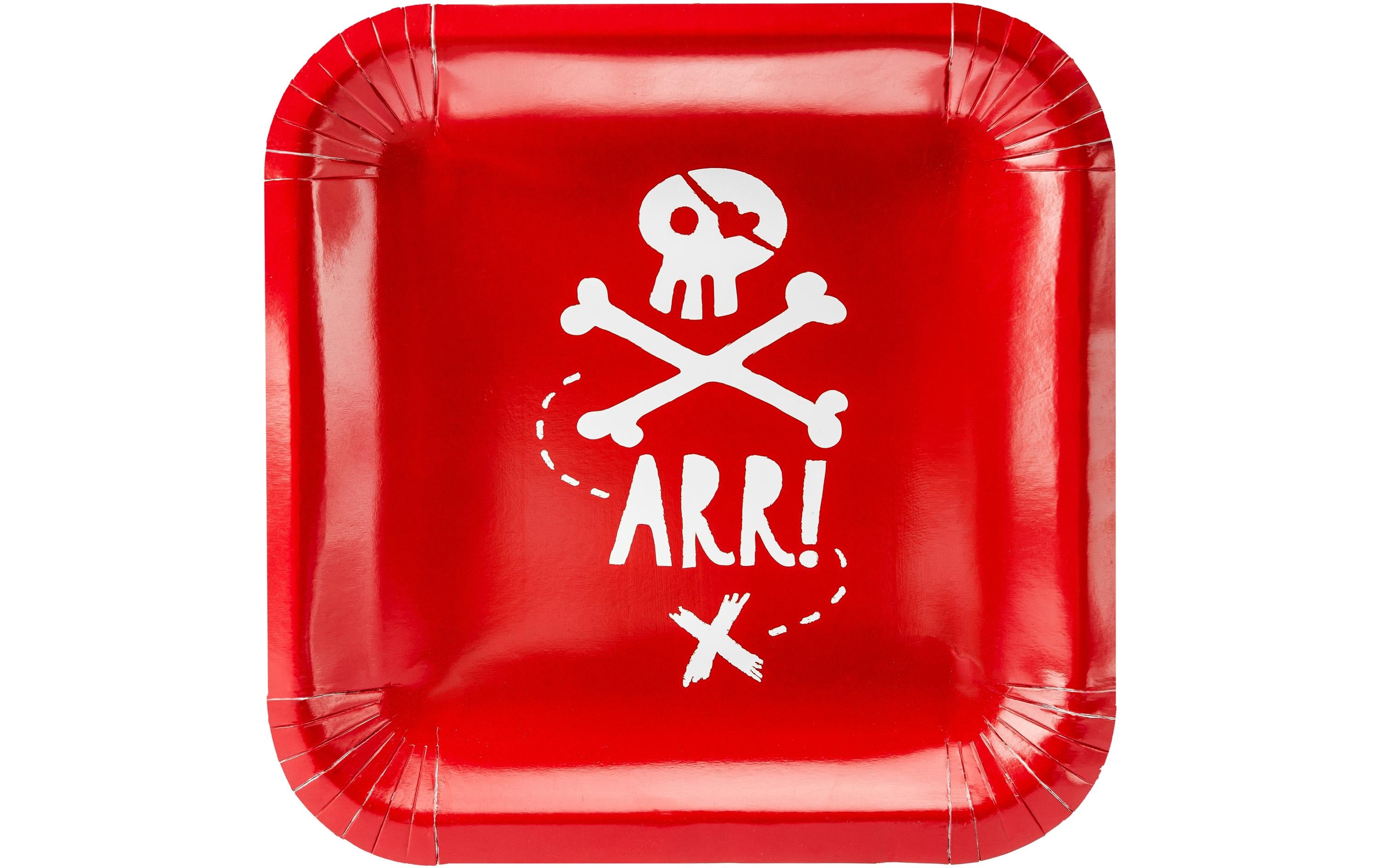 Partydeco Teller Piraten rot, 20x20cm, 6 Stück
