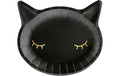 Partydeco Teller Katze schwarz, 22x20cm, 6 Stück