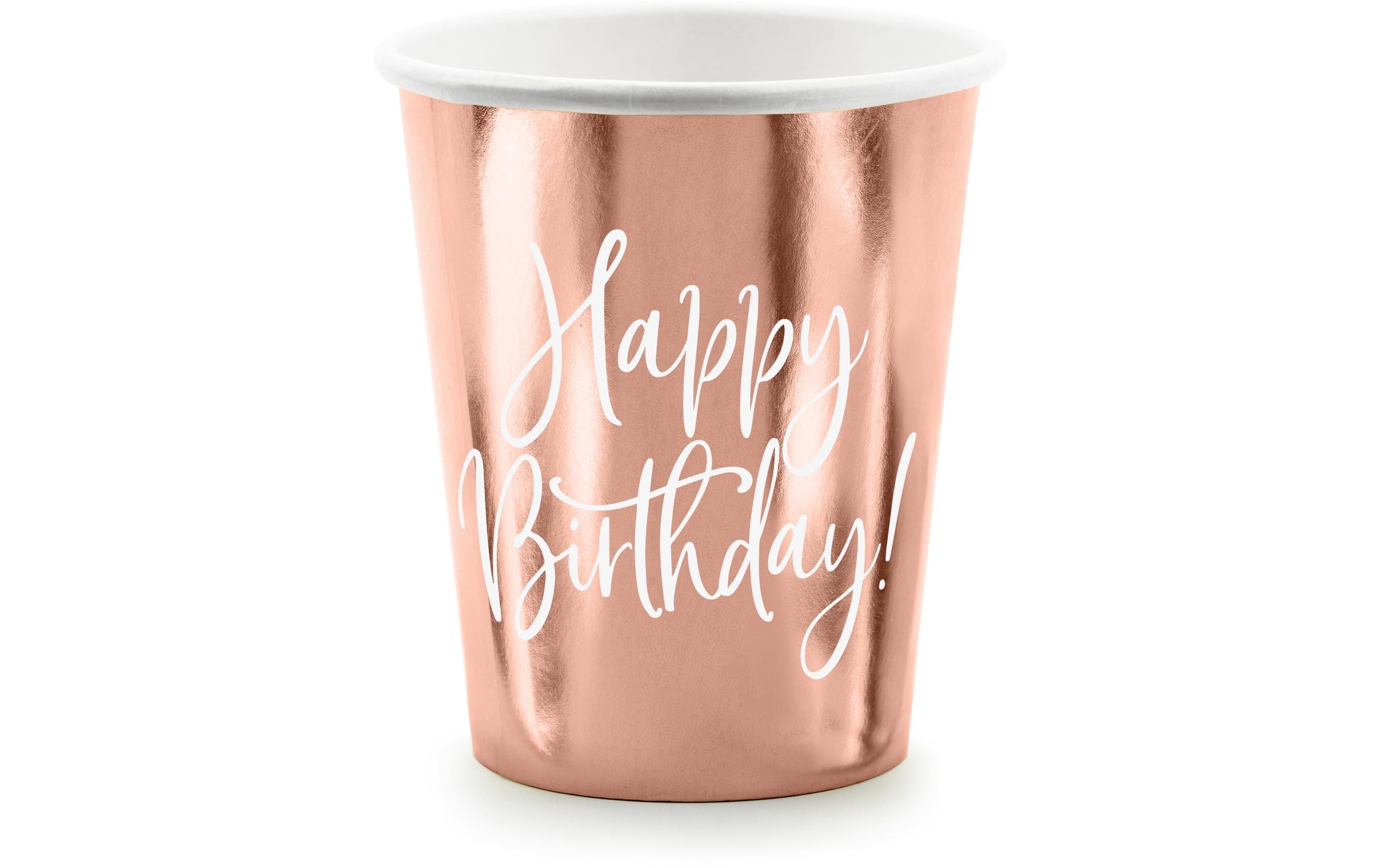 Partydeco Becher Happy Birthday! roségold, 260ml, 6 Stück