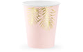Partydeco Becher Blätter hellrosa, 220ml, 6 Stück