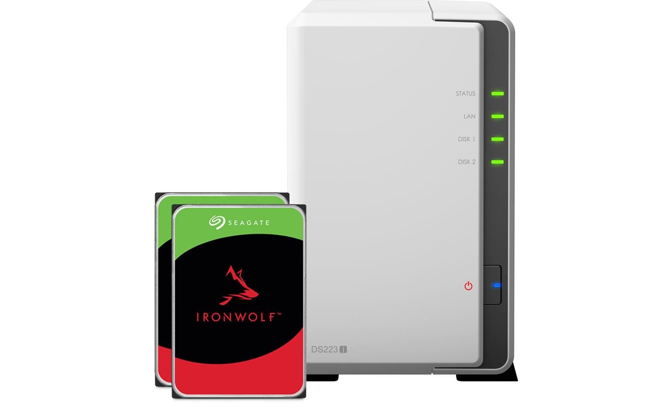 Synology DS223j, 2-bay NAS inkl. 2x 6TB HDD Seagate IronWolf