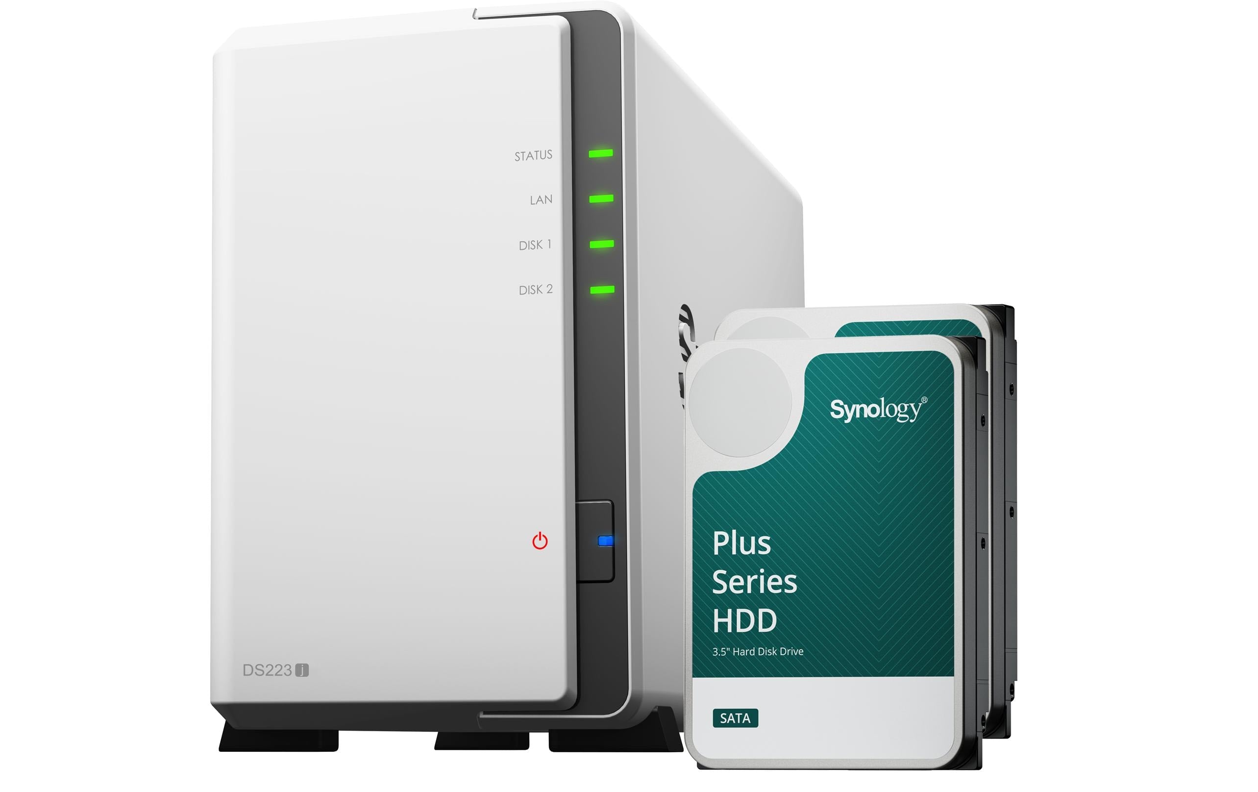 Synology DS223j, 2-bay NAS inkl. 2x 4TB HDD Synology Plus HAT33x